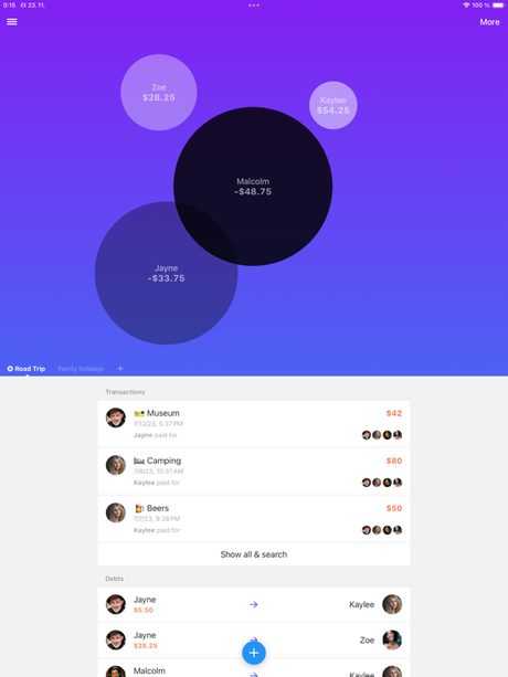 Settle Up group screen