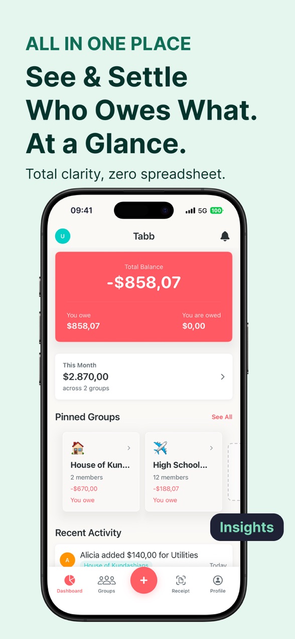 Tabb spending analytics screen